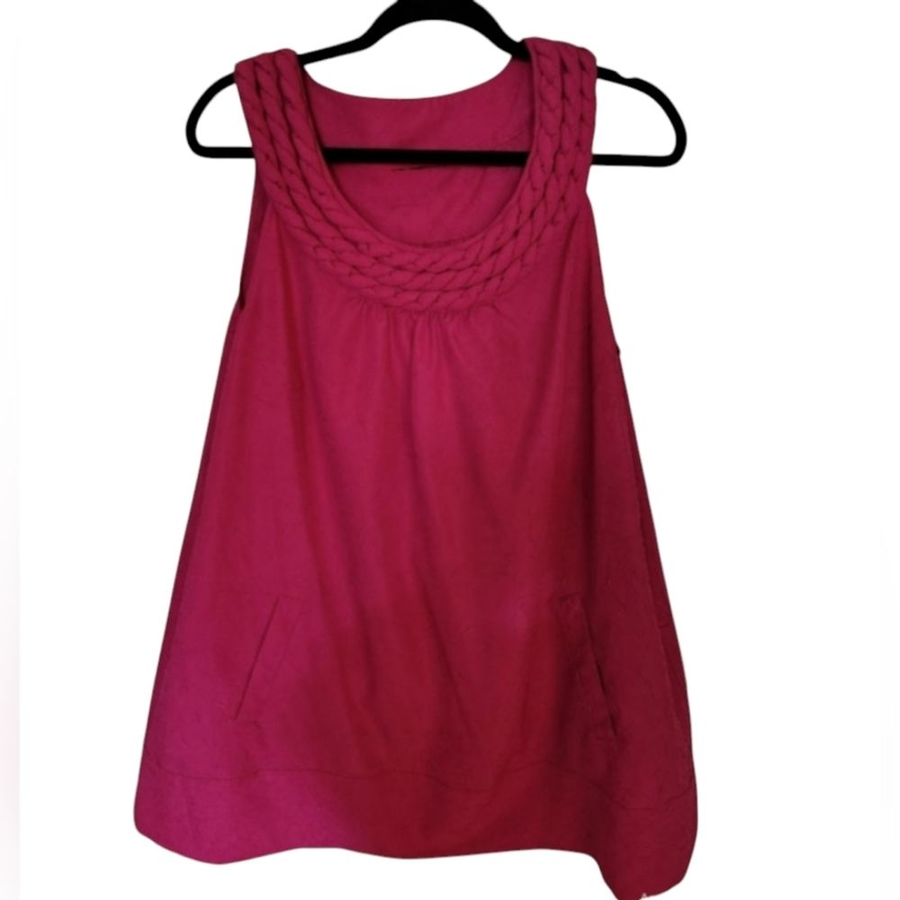 Pink Sleeveless Top with Braided Neckline